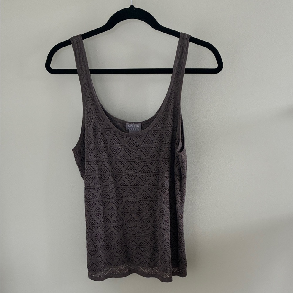 Sigrid Olsen Brown Knit Tank Top